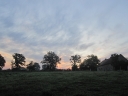 The house and barn at sunrise